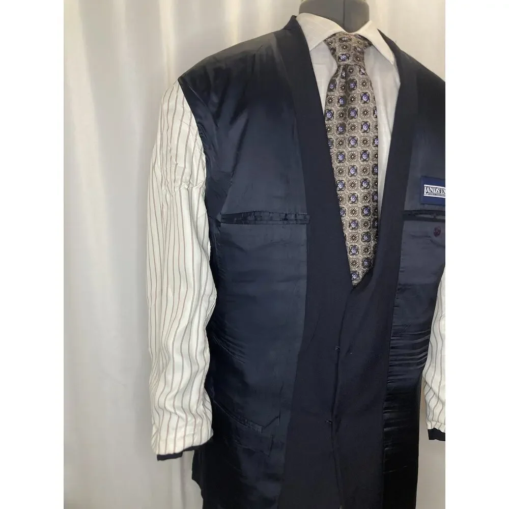 Lands End Mens 42R Blazer Navy Blue Wool 2 Button 45